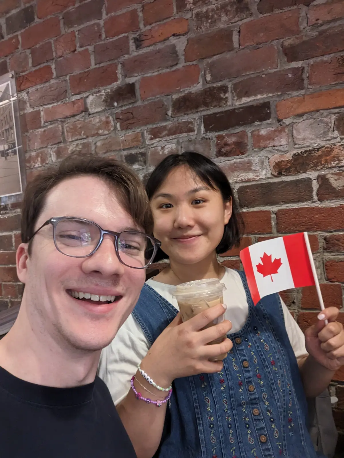 Angela and Sean at a Tim Horton's in Canada