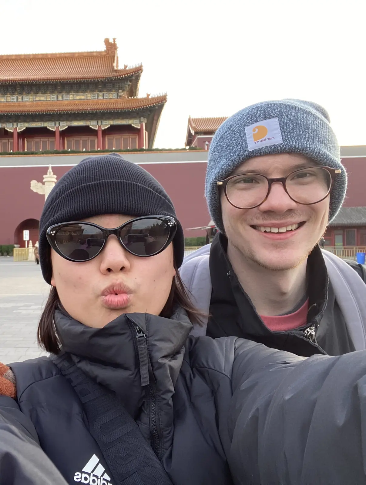 Angela and Sean in a courtyard of the Forbidden City