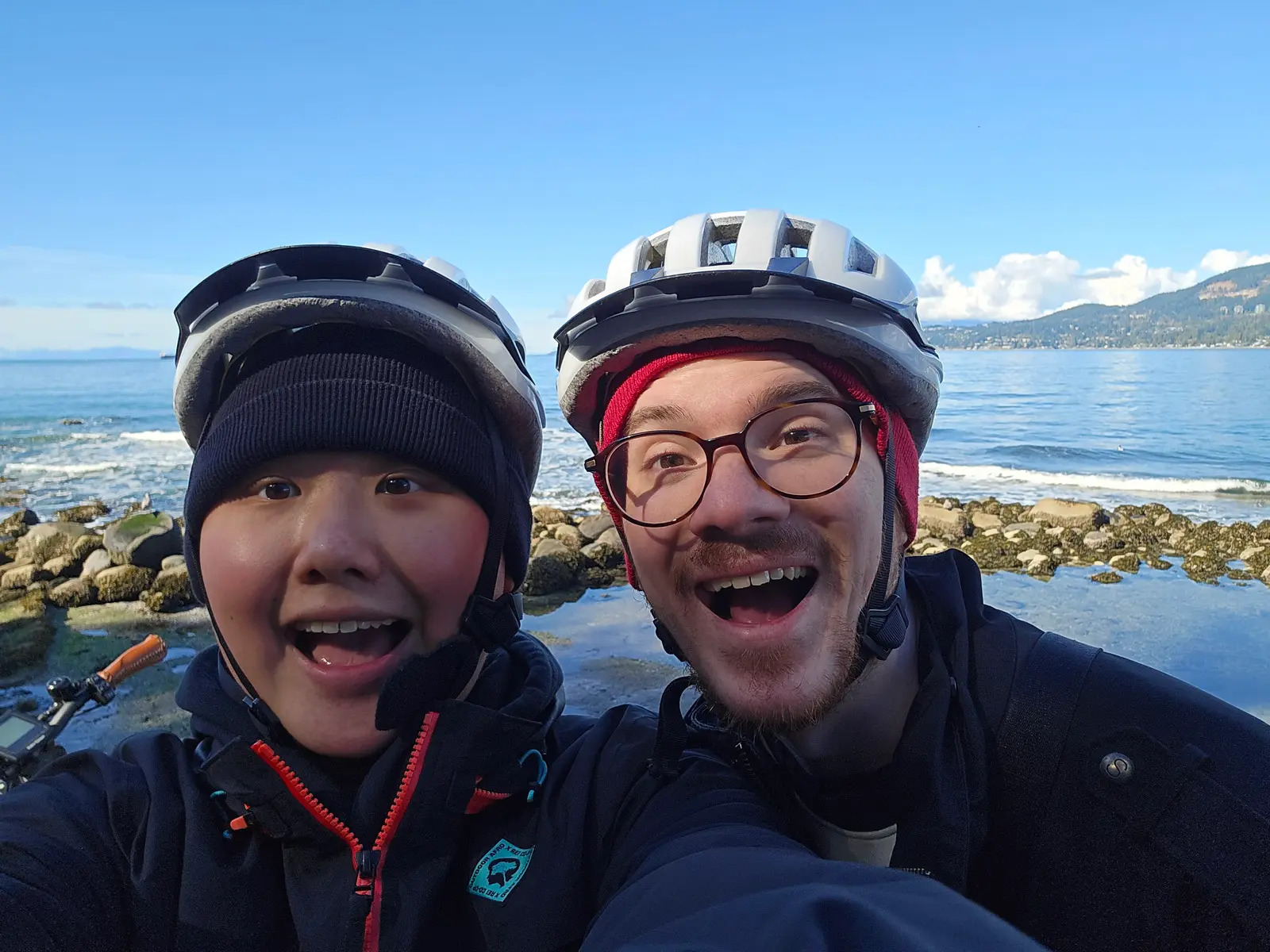Angela and Sean biking in Stanley Park