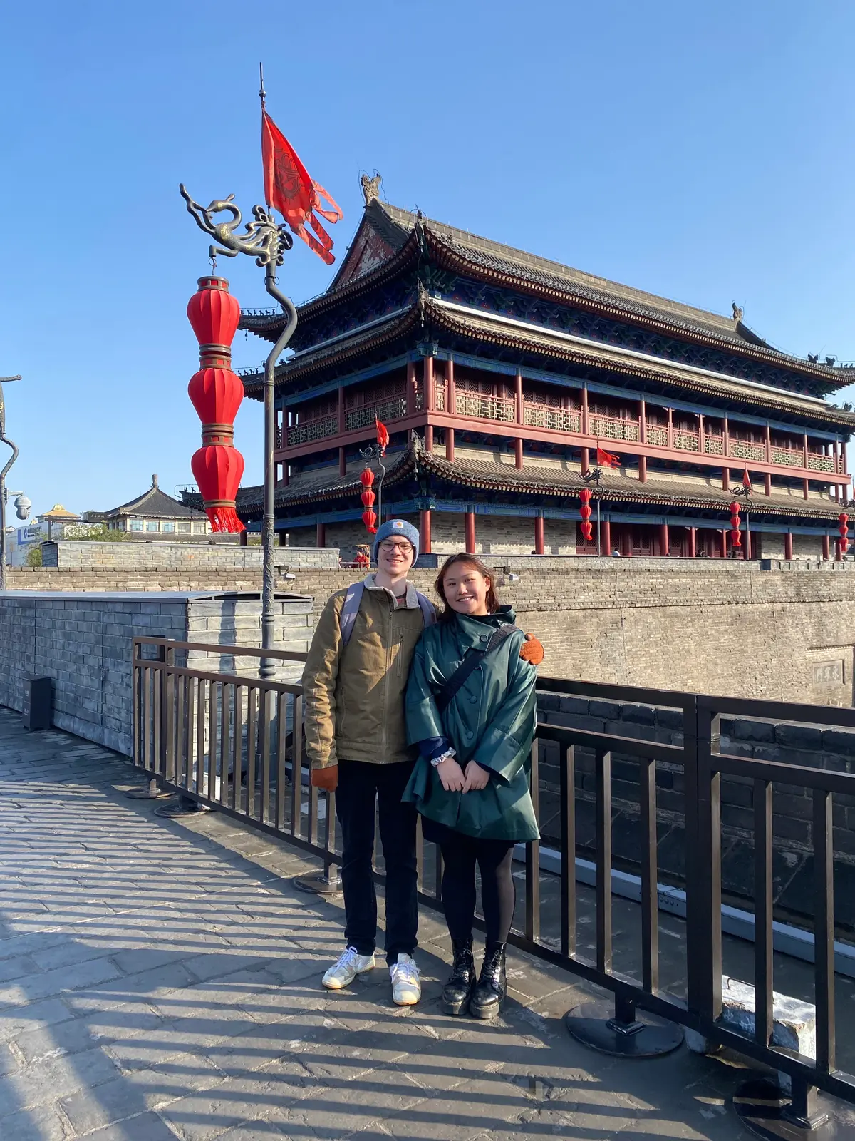 Angela and Sean on the city wall in Xi'an